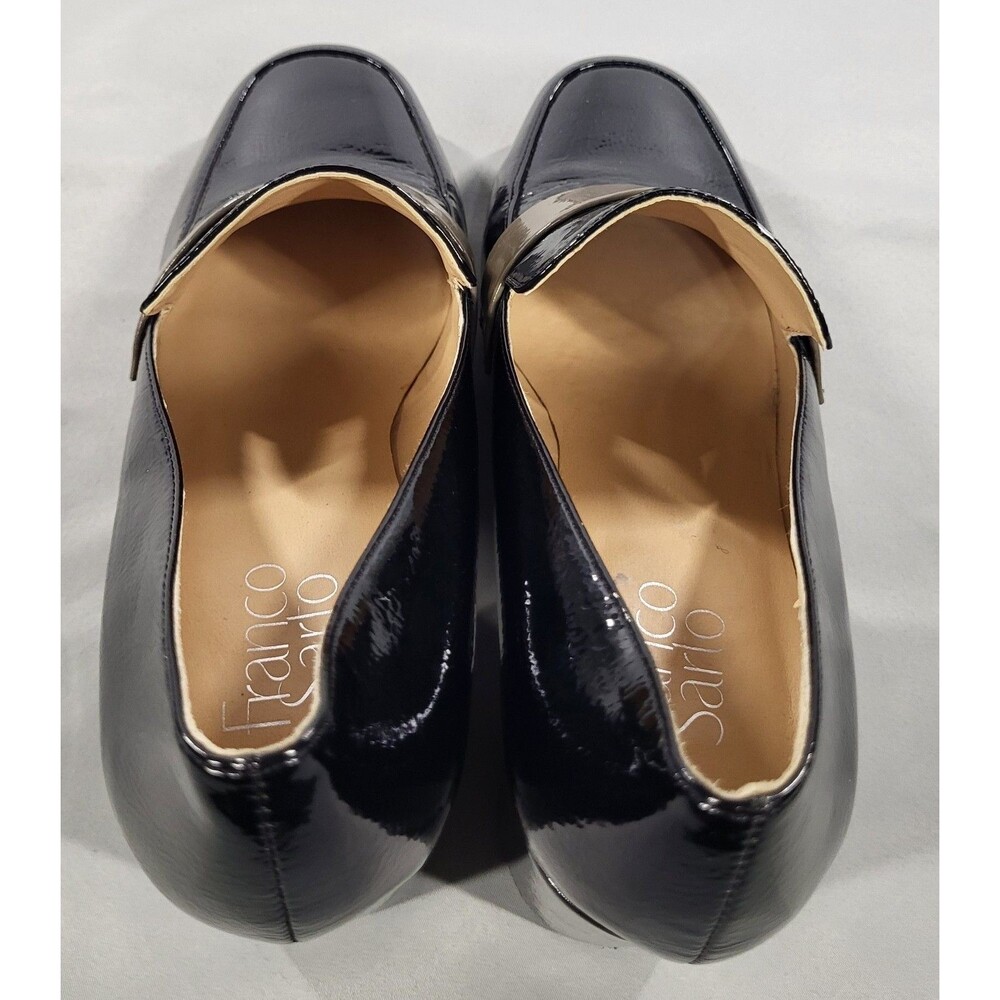 Franco Sarto Kaylee Patent Loafer Pumps Black Taupe Block Heel Square Toe Sz 10M - Picture 6 of 13